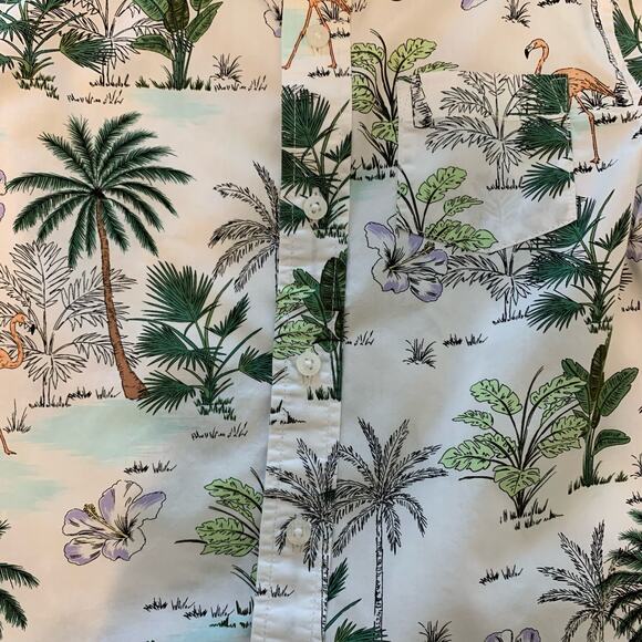 Janie and Jack White Short Sleeve Button Down Tropical Shirt - Picture 2 of 5